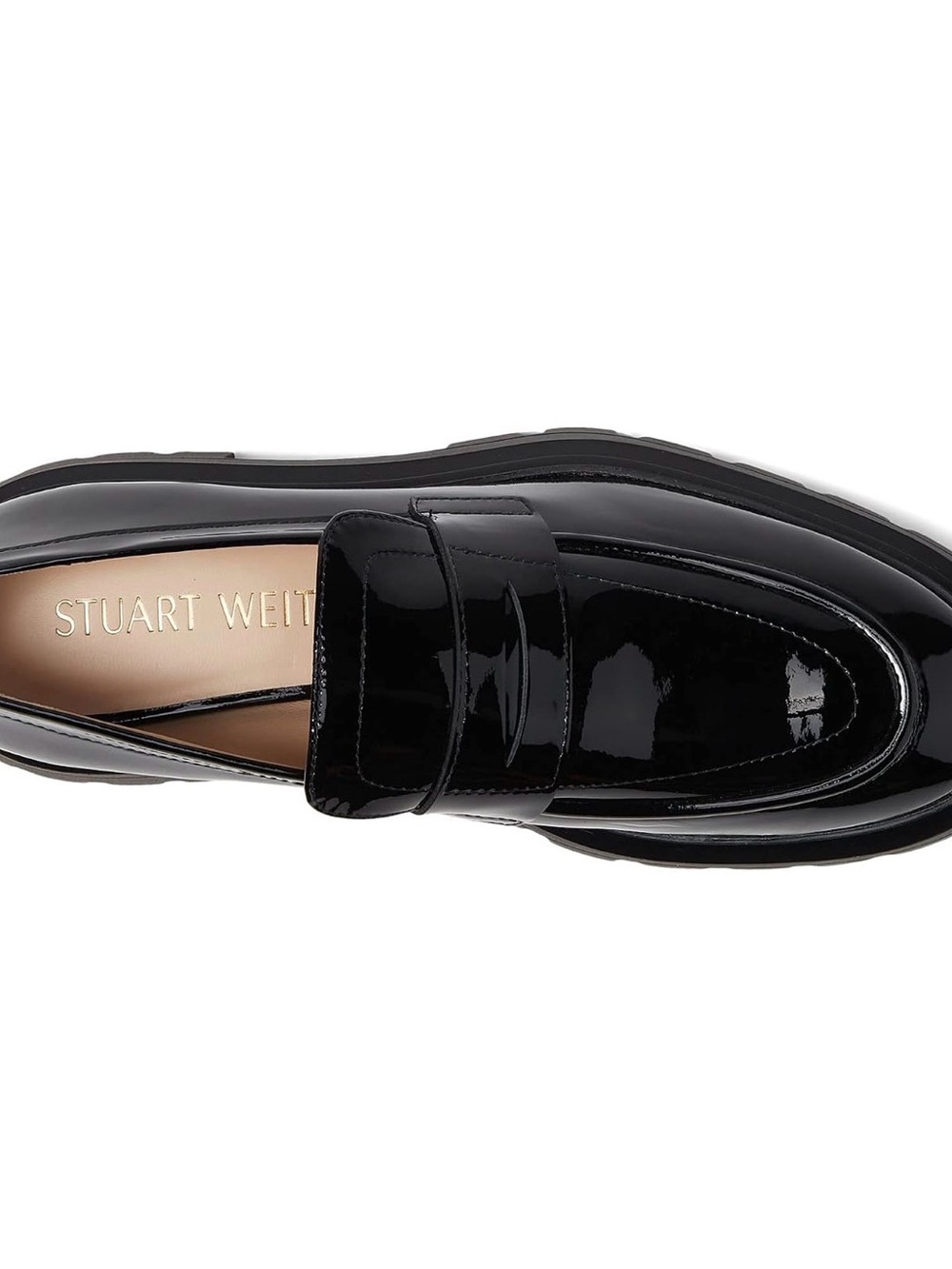 Stuart Weitzman Black Patent Leather Chunky Loafers